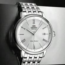 Orient ORIENT Automatic Mechanical Men's Business Roman Scale Dial Calendar Steel Belt Waterproof Watch Steel Belt White Plate Mechanical Men RA-AC0J04S10B