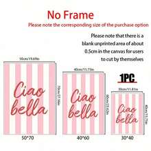 1pc Ciao Bella Poster Decoration, Wall Art, Girly Room Decor, Cute Wall Art, Pink Retro Poster, Wall Decoration Poster, Wall Canvas Decoration, Ideal Gift For Bedroom Living Room
