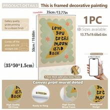 1/3 buc, Tablou de perete pe pânză, Decor de perete înrămat, Decor pentru camera copiilor, Te iubesc până la lună și înapoi, Decor de perete roz, verde, albastru, Cadou pentru bebeluși, Decor pentru creșă, Decor pentru preșcolari, Cadou de ziua de naștere, Decor de sărbători pentru copii