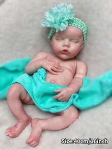 16英寸柔软触感全身实心硅胶重生娃娃，可爱双胞胎女婴，可水洗，艺术家手绘娃娃礼物（解剖结构精准） - Silicone Doll - 查看 4