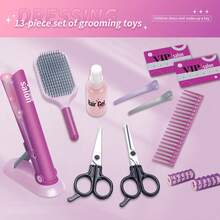 Kids Pretend Play Hairstyling Toy Set - Blow Dryer & Straightener, Girls Beauty Salon Makeup Dress Up Princess Accessories Gift Toys