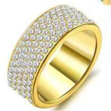 Un juego de 5 anillos de lujo para hombres con incrustaciones de diamantes, un anillo que muestra la presencia de un hombre y es adecuado para que los hombres lo usen - Dorado - Ver 30