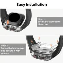 适用于 Series 11 42mm/46mm、Ultra 3/2/1 49mm/44mm/45mm 的透明改装套件，包含表带和表壳，也适用于 Series 10/9/8/7/6/5/4，表壳 + TPU 表带 - 黑色 - 查看 9