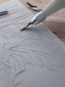 Cuchillo para tallar linóleo, tallado de linóleo, 6 tipos de reemplazo de hoja, adecuado para cuchillos de tallado a mano en el aula de estudiantes, cuchillos para tablas de tallado, tallado artesanal - Blanco - Ver 1