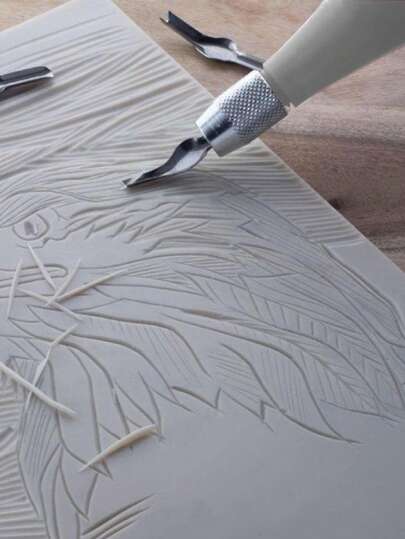 Cuchillo para tallar linóleo, tallado de linóleo, 6 tipos de reemplazo de hoja, adecuado para cuchillos de tallado a mano en el aula de estudiantes, cuchillos para tablas de tallado, tallado artesanal