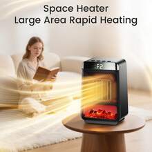 Space Heater 1pc 1500W Plug-In Portable Desktop Electric Heater , 3 Heat Settings, 4 Timer Functions, Mini Solar Powered Energy Efficient Fast Heating For Bedroom Home Use, Compact Size - 美規A型插(110-127V) - 查看 3