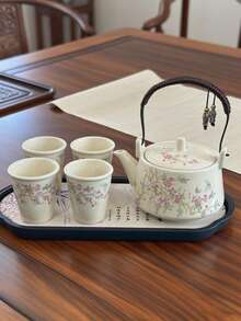 1套功夫茶具，家居客厅茶壶，茶杯，陶瓷茶具，1壶4杯 - 彩色 - 查看 5