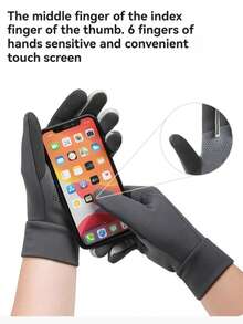 1 Pair Windproof Waterproof Fleece Lined Warm Winter Motorcycle Riding Gloves, Men's Full Finger Gloves, Suitable For Delivery, Touchscreen Compatible - Multicolor - View 9