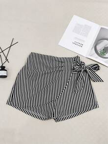Women's Striped Shorts - Negro rayado - Ver 1
