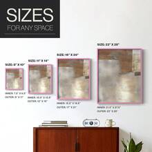 1pc Restickable Framed Modern Rustic Abstract Art Print, Wood Frame, Soft Geometric Shapes, Textured Brushwork, Contemporary Neutral Tones, Statement Wall Art Home Decor, Wall Art For Living Room, Entryway, Bedroom Art, Made In USA, Ready To Hang Art Prints - Pink - View 8