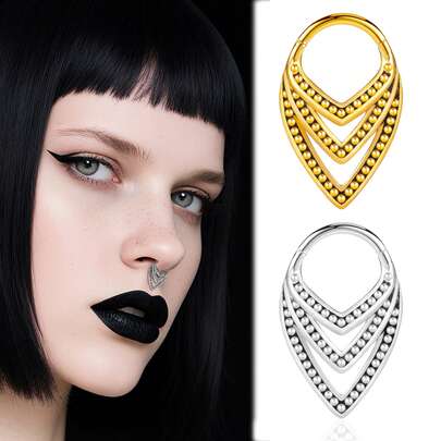 1pc 316L Stainless Steel Retro Water Drop Septum Clicker Nose Rings Hoop Segment Ear Cartilage Helix Piercing Jewelry Women New