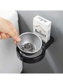 1pc Wall-Mounted Bathroom Ashtray, Punch-Free Multifunctional Split Ashtray