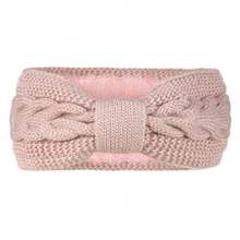 Fleece Knitted Headband With Bow, Autumn/Winter Warm Braided Ear Warmer Headwrap, European And American Style Knitted Hair Accessory Fall Hair Band Hair Accessories For Women For Vacation Outfits Woman Women Bananas Winter Head Scarf Women Bandanas Soft Headwrap