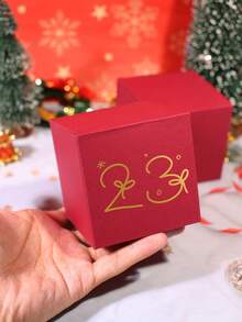 24pcs Christmas Advent Calendar Boxes Set, 24Pcs Red & Green Boxes With Gold Numbers & Xmas Motifs, Festive Countdown Decor Home Decor Christmas Decorations Room Decor Winter Christmas Decorations Home Christmas Gifts Christmas Decor