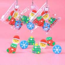 4pcs Christmas Snowman Rubber Bag Christmas Tree Santa Claus Holiday Gift Rubber PVC Self Sealing Zipper Student Stationery [Color And Pattern Random]