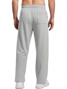 Men's Open Bottom Athletic Jogger Sweatpants Uncuffed Baggy Cotton Lounge Pants With Pockets, Activewear - 灰色 - 查看 9