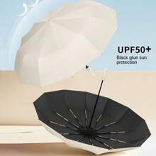 Automatic Umbrella, Automatic Folding Umbrella, Sun Umbrella, Home Entertainment Outdoor Dual-Use Sunshade Umbrella - Black - View 7