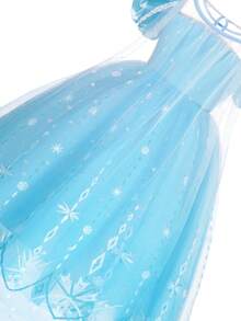 Bộ trang phục váy lưới có mũ trùm đầu tay phồng đính kim sa cho bé gái, kèm vương miện, đũa phép, vòng cổ và găng tay, trang phục thường ngày thích hợp cho các hoạt động ngoài trời, tiệc tùng, sinh nhật, biểu diễn sân khấu và các sự kiện khác. - Màu xanh lam - Xem 7