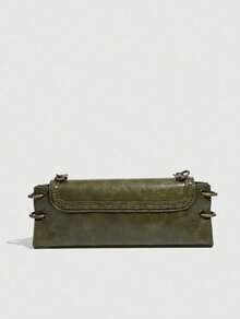 Fashionable Versatile Shoulder Bag, Crossbody Bag, Clutch Bag, Bull Bag - màu xanh lá - Xem 2