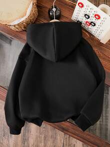 Young Boy Cartoon Pattern Warm Hoodie