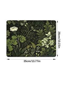1pc Green Floral Pattern Rubber Anti-Slip Computer Laptop Office Gaming Mouse Pad