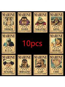 ONE PIECE Zestaw 5-20 sztuk plakatów One Piece Bounty Wanted z papieru pakowego, Anime Gear 5, Luffy, Bóg Słońca, Nika, dekoracja ścienna do salonu w stylu vintage