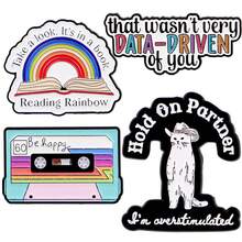 1pc Cartoon Slogan Enamel Lapel Pin - Cute Badge For Backpacks And Clothes Jewelry Costume Accessories Bag Charms Office Accessories