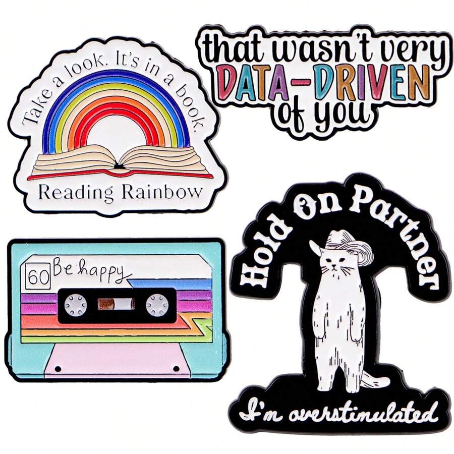 1pc Cartoon Slogan Enamel Lapel Pin - Cute Badge For Backpacks And Clothes Jewelry Costume Accessories Bag Charms Office Accessories