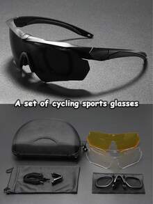 1 套运动护目镜，双层镜片，多功能可更换彩色镜片，防风防沙可拆卸镜腿，户外骑行登山运动眼镜，适合夏季海滩度假、户外、旅行