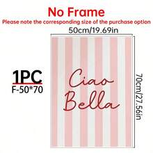 1pc Ciao Bella Poster Decoration, Wall Art, Girly Room Decor, Cute Wall Art, Pink Retro Poster, Wall Decoration Poster, Wall Canvas Decoration, Ideal Gift For Bedroom Living Room