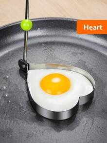 A Set Of 4 Egg Pancake Rings, 4 Egg Shaped, Circular, And Heart-Shaped Different Shapes Of Frying Molds, Maijie Stainless Steel Frying Pan, Cooking Tools, Kitchen Accessories, Small Tools, Rings - Silver - View 4