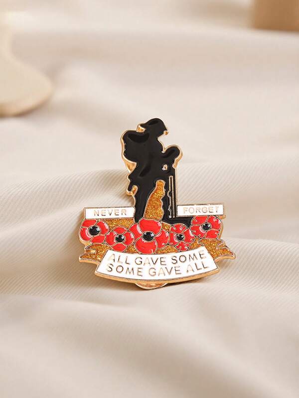 1pc Poppy Lapel Pin, Memorial & Tribute, Alloy Design Badge For Backpack, Clothing Decoration Halloween Accessories Teachers Day Christmas Gift