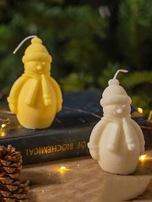 Accessoires de décoration de Noël DIY, chapeau d'hiver, écharpe, bonhomme de neige tricoté, bougie parfumée, moule en silicone, bonhomme de neige tricoté souriant, moule de colle de résine en plâtre