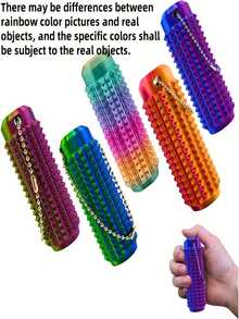 1pc Mini Sensory Keychain With 3D Cone Roller, Designed To Relieve Anxiety And Stress, Small Gift - Multicolor - View 1