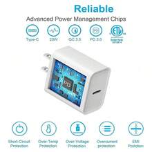 Bộ sạc điện thoại Sạc nhanh 2 bộ sạc tường Type C kèm 2 bộ cáp USB C sang Lightning dài 3,3FT tương thích với iPhone 14/13/12/12 Pro Max/11/Xs Max/XR/X thích hợp cho du lịch, văn phòng, ký túc xá và gia đình Bộ chuyển đổi Nan - Xem 6