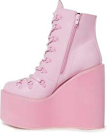 Exclusive Traitor Platform Boots By Current Mood – Vegan Leather Wedge Boots For Edgy Streetwear Fashion, Black-2025 - Hồng - Xem 1