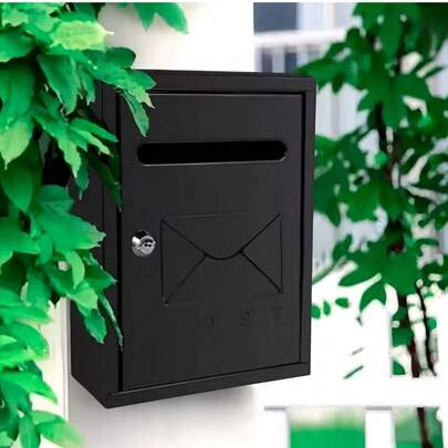 Cutie poștală de perete dintr-o singură bucată, disponibile în mai multe culori, robustă și durabilă, cu încuietoare și slot, potrivită pentru apartamente rezidențiale în aer liber, cutie de depozitare a corespondenței și ziarelor, design, organizator ușor de corespondență | impermeabilă la exterior, rezistentă la zăpadă și ploaie | funcție de încuietoare, organizator de scrisori pentru acasă (dimensiuni: 26*7,5*20CM) (20,5*6,5*29,1CM)
