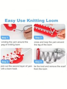 1pc/Set Handmade Knitting Kit With Knitting Loom, DIY Knitting Craft Weaving Tool, Crochet Hook, And Randomly Colored Accessories For Blanket, Scarf, Hat, Shawl, And Knit Sewing Projects