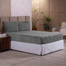 3-Piece Soft Plush Blanket Sheet Set Kit Single/Double/Queen And King For Winter - 灰色 - 查看 2