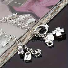 Women's Silver Bracelet Set 13 Pieces Charm Bracelet Women's Gift Bracelets & Jewelry, Delicate Accessories