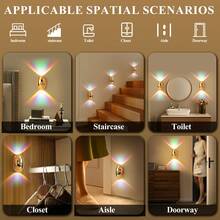 LED Smart Sensor Neon Wall Lamp, Indoor Motion Sensor Wall Lamp, Wireless LED Wall Light, Battery-Powered Night Light, Adhesive Design, Rotatable, Portable, Easy To Install, Adjustable Color Temperature And Brightness, Suitable For Hallways, Bathrooms, Bedrooms, Kitchens, Cabinets, Stairs, Entrances, Bedside, Tables, Closets, Home Decoration, Living Room Decor, Motion Sensor Light, Bedside Lamp, LED Light, Cordless Light - Multicolor - View 5