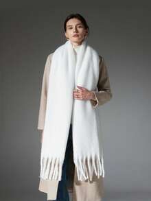 1pc Unisex Solid Color Comfortable Warm Scarf, High-Quality Blended Mohair Shawl For Keeping Warm