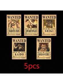 ONE PIECE Zestaw 5-20 sztuk plakatów One Piece Bounty Wanted z papieru pakowego, Anime Gear 5, Luffy, Bóg Słońca, Nika, dekoracja ścienna do salonu w stylu vintage
