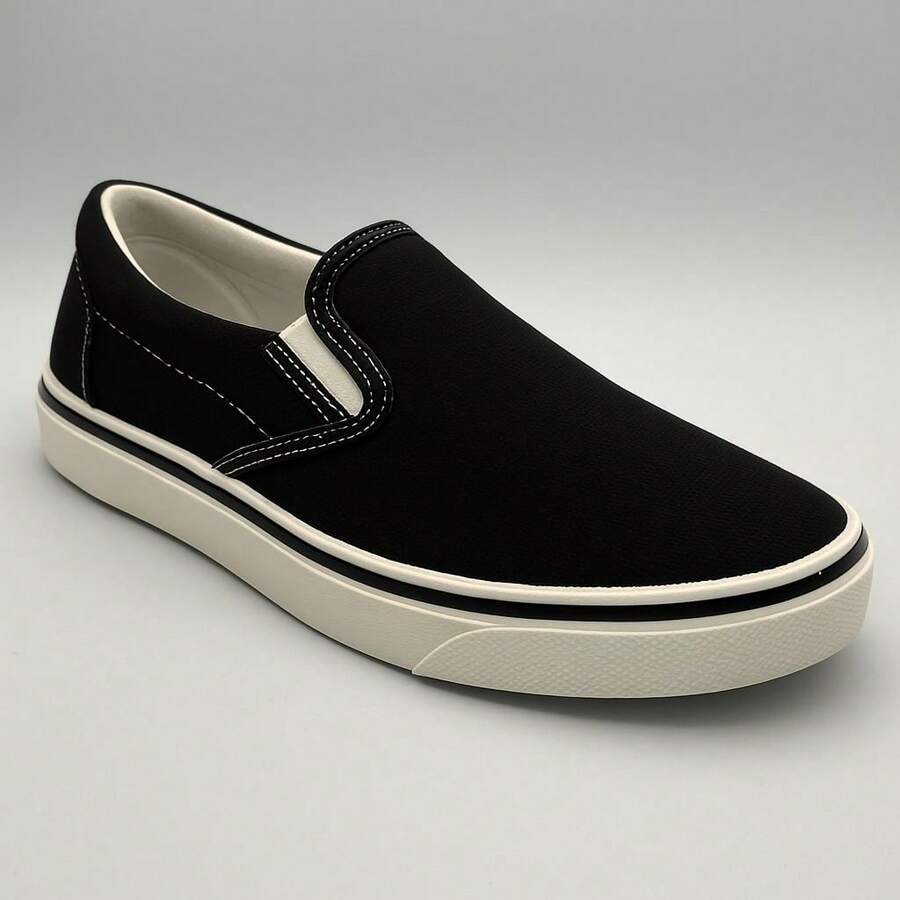 Women Canvas Shoes - 黑與白 - 查看 1
