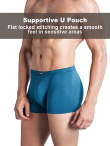 4 Pcs Wirarpa Mens Mirco Modal Trunks Soft Underwear Gents Microfibre Boxer Shorts - Rose Red/Cobalt Blue/Dark Gray/Dark Blue - View 3