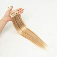 Piano Color Micro-Loop Hair Extensions Invisible Remy Hair Extension For Women Hair Extension 50/100/150 Stand/Pack Invisible Micro-Loop Beads Hair Extension Soft Wearing No Glue No Clip Invisible Remy Hair Extension 2-3 Packs To Add The Length Human Hair Extensions For Daily Use Birthday Party Christmas Use - P01-50 Stand - View 3
