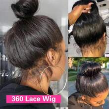 bling hair Strap Snug Fit 360 Skinlike HD Lace Frontal Wigs Human Hair Invisible Strap Pre Plucked Pre Cut Lace 250 Density Straight Lace Front Wig With Drawstring 360 Glueless Wigs Human Hair For Women - Natural Black - 查看 6