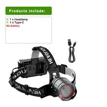 800W High-Power LED Headlight USB Rechargeable Remote Flashlight Ultra-Bright Long-Distance Tactical Light Infrared Sensor Fluorescent Flashlight Suitable For Camping, Cycling, Hiking, Night Climbing, Fishing And Hunting Light - Black - View 13