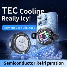 1pc Black Magnetic & Clip-On Semiconductor Phone Cooling Fan, ABS Material, 3-Speed Digital Display, Rapid Cooling, Prevents Phone Overheating, Suitable For Smartphones & Tablets, Essential Phone Accessory, Great For Halloween, Camping