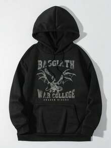 Women's Casual Printed Hooded Long Sleeve Sweatshirt Black Spring - Black - View 2